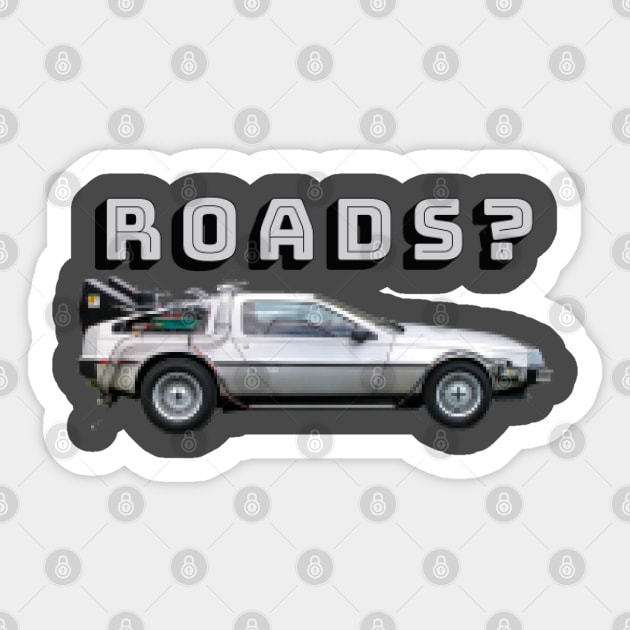 8 Bit Delorean Sticker by LocalZonly